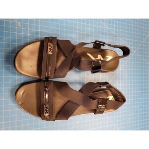 Anne Klein Sport Kindheart Sandals Womens 10M Black Elastic Strap Flats Shoes